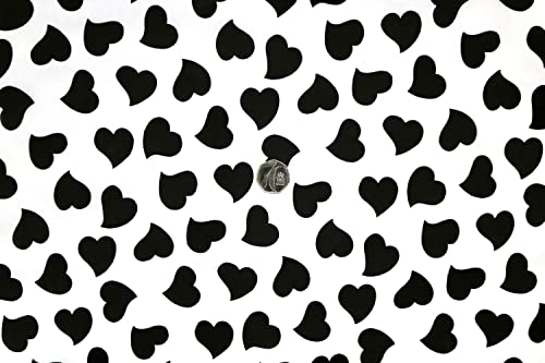 Pyrhan Art and Craft Hearts Polycotton Prints | 45 Inch Wide Dress Craft Fabric Material by The Metre | Floral Polycotton Print Used in Sewing Kit and Accessories-Quilting Fabric