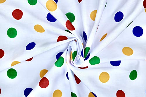Pyrhan Multi Dots Polycotton Fabric Prints Similar to 100% Cotton Prints - 45 inch Wide Sold by The metre Used in Sewing, Quilting and Dress Making Projects. (15mmDots)