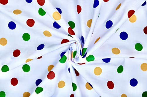 Pyrhan Multi Dots Polycotton Fabric Prints Similar to 100% Cotton Prints - 45 inch Wide Sold by The metre Used in Sewing, Quilting and Dress Making Projects. (15mmDots)