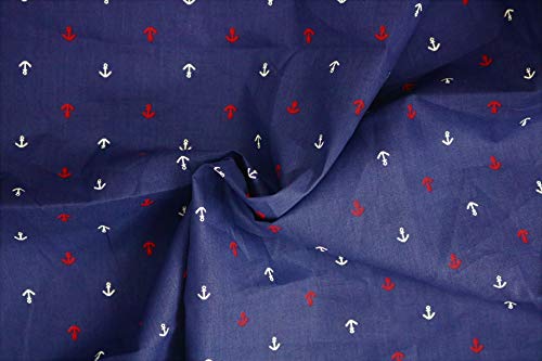 Pyrhan LTD 100% Cotton with Navy and Red Anchor Design (Navy)