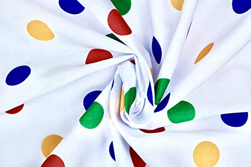 Pyrhan Multi Dots Polycotton Fabric Prints Similar to 100% Cotton Prints - 45 inch Wide Sold by The metre Used in Sewing, Quilting and Dress Making Projects. (15mmDots)