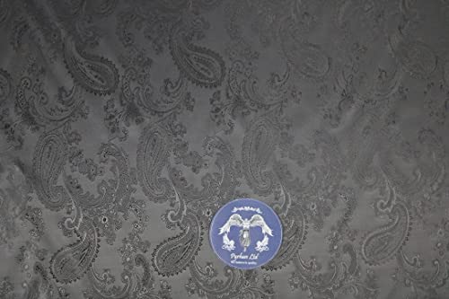 Pyrhan Paisley Jacquard Fabric by The Metre UK | 60 Inch Wide |54% Polyester 46% Viscose for Curtains, Upholstery, Art and Craft | Paisley Patterned Jacquard Fabric for Dressmaking