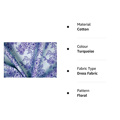 Pyrhan Floral Roses Pencil Sketch Polycotton Prints –Polycotton Fabric Similar to 100% Cotton Prints- Material by The Metre -Floral Polycotton Print Used in Sewing Kit and Accessories-Quilting Fabric