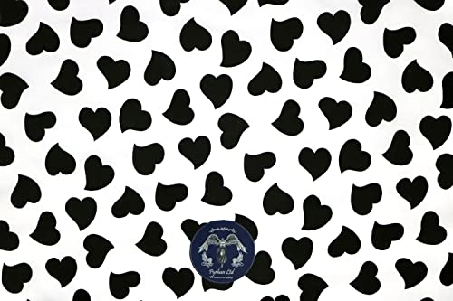 Pyrhan Art and Craft Hearts Polycotton Prints | 45 Inch Wide Dress Craft Fabric Material by The Metre | Floral Polycotton Print Used in Sewing Kit and Accessories-Quilting Fabric