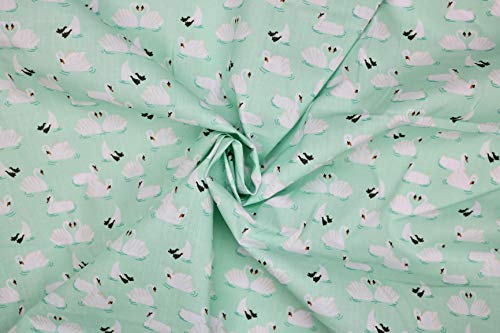 Pyrhan Swan Patterned Polycotton Prints – Similar to 100% Cotton Fabric by Metre - 45 inches Wide Perfect Fabric Material for Sewing- Fabric by The Metre Clearance.