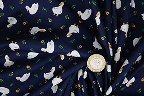 Pyrhan Cute Ducks with Floral 100% Pure Cotton Prints – 45 inches (114 cm Approx) Wide Fabric Sold by The metre - Perfect for Sewing Projects and Dress Making.