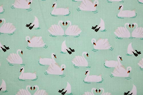 Pyrhan Swan Patterned Polycotton Prints – Similar to 100% Cotton Fabric by Metre - 45 inches Wide Perfect Fabric Material for Sewing- Fabric by The Metre Clearance.