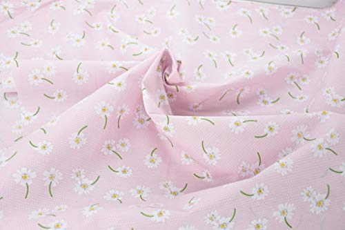 Pyrhan Ltd Pale Pink Daisy Polka Dots Fabric Floral Dotty Spotty Per Meter 114 cm Width All Orders Sent in ONE Complete Length