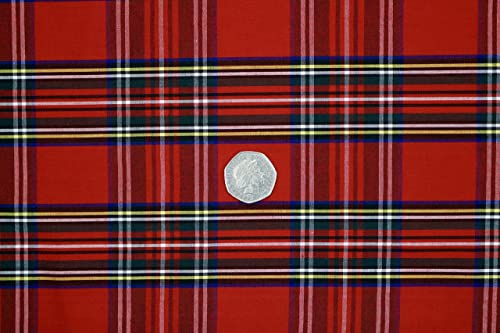 Pyrhan Royal Steward Tartan Woven Polycotton Dress Fabric 58 inch Wide Material Sold by The Metre Polycotton Print Used in Sewing Kit and Accessories-Quilting Fabric.