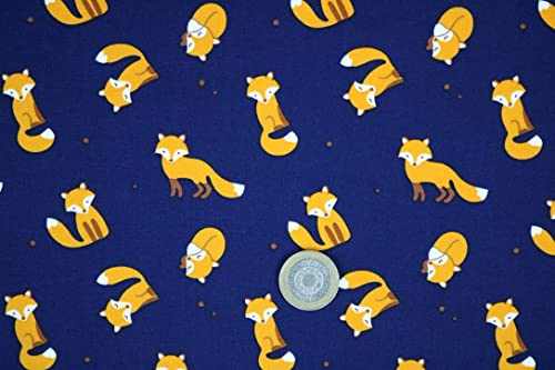 Pyrhan Polycotton Fox Patterned Printed Fabric -45 Inch Wide Polycotton Fabric Per Metre- Similar to 100% Cotton - Quilting Fabric Used in Sewing Kits and Accessories