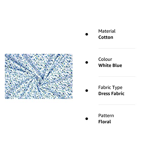 Pyrhan Delicate Floral Polycotton Prints –45 Inch Wide Dress Fabric Material by The Metre -Floral Polycotton Print Used in Sewing Kit and Accessories-Quilting Fabric…