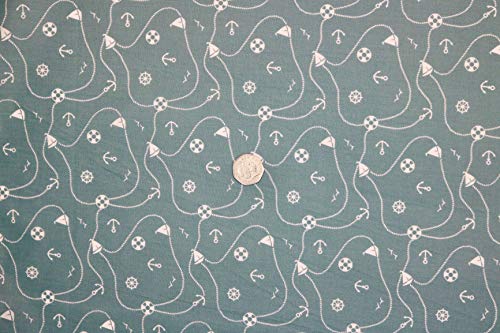 Pyrhan Nautical Anchor Patterned Polycotton Prints –Similar to 100% Cotton Fabric by Metre -45 inches Wide Perfect Fabric Material for Sewing for Beach Projects- Fabric by Metre Clearance.