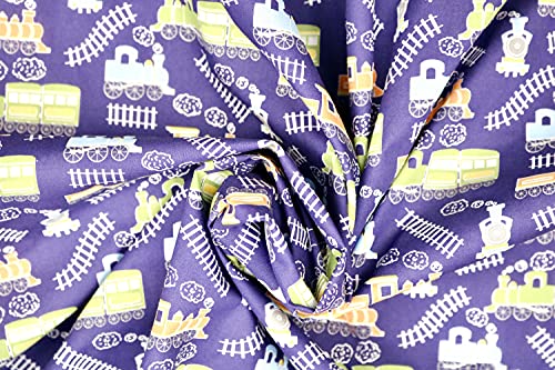 Pyrhan Train Polycotton Prints –45 Inch Wide Dress Fabric Material by The Metre -Floral Polycotton Print Used in Sewing Kit and Accessories-Quilting Fabric