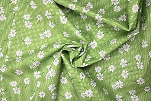 PYRHAN LTD Daisy Floral Polka Dot Dress Polycotton Fabric by The Metre UK | 45 Inch Wide | Best Cotton and Polyester Dress Fabric Material for Sewing Patterns, Dressmaking, and Curtains