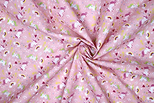 Pyrhan Rainbow Unicorn Polycotton Prints –45 Inch Wide Dress Fabric Material by The Metre -Floral Polycotton Print Used in Sewing Kit and Accessories-Quilting Fabric