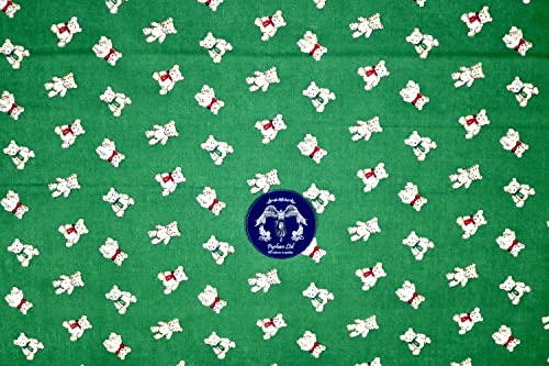 Pyrhan Teddy Bear with Bow Tie Polycotton Prints | 45 Inch Wide Dress Craft Fabric Material by The Metre | Floral Polycotton Print Used in Sewing Kit and Accessories-Quilting Fabric