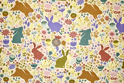 Pyrhan Cute Bunnies Polycotton Prints –45 Inch Wide Dress Fabric Material by The Metre -Floral Polycotton Print Used in Sewing Kit and Accessories-Quilting Fabric