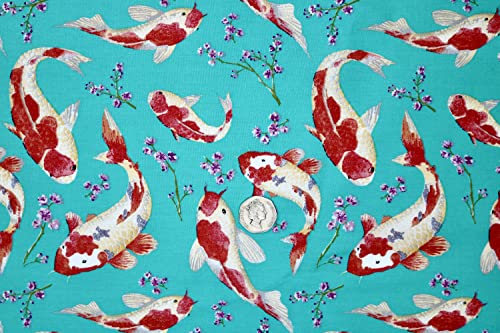 Pyrhan 100% Cotton Fabric by Rose & Hubble | Home Pet Fish Digital Printed Cotton Fabric by The Metre UK |45 inches (114 cm)| Crafting Fabric & Dressmaking Fabric | Dress Fabric Material.