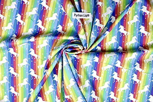 Pyrhan Rainbow Unicorn Polycotton Prints –45 Inch Wide Dress Fabric Material by The Metre -Floral Polycotton Print Used in Sewing Kit and Accessories-Quilting Fabric