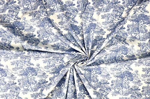 Pyrhan Art Village Life 100% Pure Cotton Prints – 45 inches (114 cm Approx) Wide Fabric Sold by The metre - Perfect for Sewing Projects and Dress Making. (Blue)