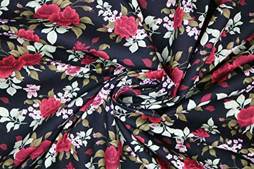 Pyrhan Roses Patterned 100% Pure Cotton Prints – 60 inches (Approx) Wide Fabric by The metre - Perfect for Sewing Projects and Dress Making - Cotton Fabric by The Metre Clearance.