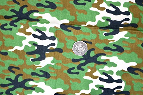 Pyrhan Camouflage Royal Army Polycotton Prints | 45 Inch Wide Dress Craft Fabric Material by The Metre | Polycotton Print Used in Sewing Kit and Accessories-Quilting Fabric (Green)