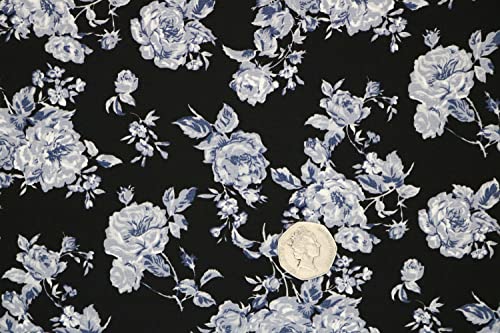 Pyrhan 100% Cotton Fabric by Rose & Hubble | Valentine Rose Floral Printed Cotton Fabric by The Metre UK | 45 inches (114 cm) | Crafting Fabric & Dressmaking Fabric | Dress Fabric Material.