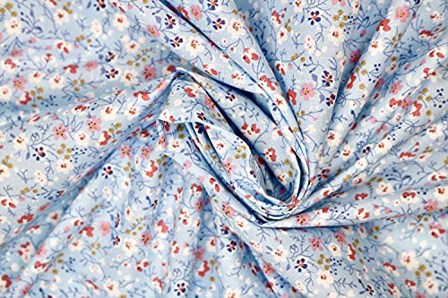 Pyrhan Little Wild Flowers Polycotton Prints –45 Inch Wide Dress Fabric Material by The Metre -Floral Polycotton Print Used in Sewing Kit and Accessories-Quilting Fabric