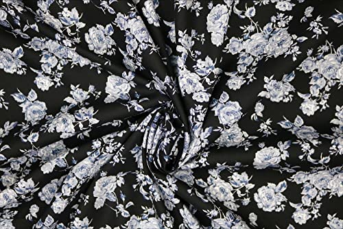 Pyrhan 100% Cotton Fabric by Rose & Hubble | Valentine Rose Floral Printed Cotton Fabric by The Metre UK | 45 inches (114 cm) | Crafting Fabric & Dressmaking Fabric | Dress Fabric Material.