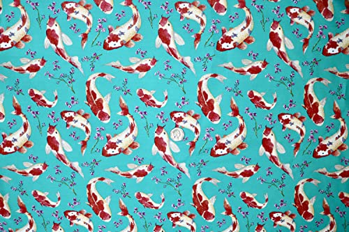 Pyrhan 100% Cotton Fabric by Rose & Hubble | Home Pet Fish Digital Printed Cotton Fabric by The Metre UK |45 inches (114 cm)| Crafting Fabric & Dressmaking Fabric | Dress Fabric Material.