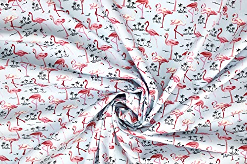 Pyrhan Flamingo 100% Pure Cotton Prints – 45 inches (114 cm Approx) Wide Fabric Sold by The metre - Perfect for Sewing Projects and Dress Making.