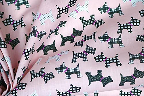 Pyrhan Scottie Dog Printed Polycotton Prints –45 Inch Wide Dress Fabric Material by The Metre -Floral Polycotton Print Used in Sewing Kit and Accessories-Quilting Fabric .