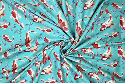 Pyrhan 100% Cotton Fabric by Rose & Hubble | Home Pet Fish Digital Printed Cotton Fabric by The Metre UK |45 inches (114 cm)| Crafting Fabric & Dressmaking Fabric | Dress Fabric Material.