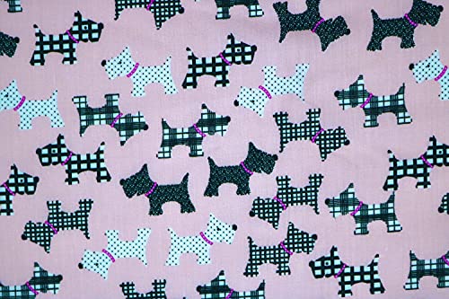 Pyrhan Scottie Dog Printed Polycotton Prints –45 Inch Wide Dress Fabric Material by The Metre -Floral Polycotton Print Used in Sewing Kit and Accessories-Quilting Fabric .