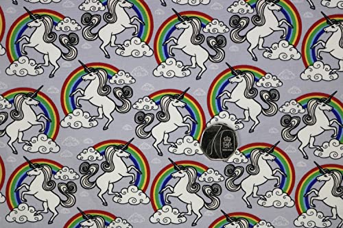 Pyrhan Rainbow Unicorn Polycotton Prints –45 Inch Wide Dress Fabric Material by The Metre -Floral Polycotton Print Used in Sewing Kit and Accessories-Quilting Fabric