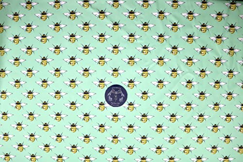 Pyrhan Bumble Honey Bee I Love MCR 100% Pure Cotton Prints – 45 inches (114 cm Approx) Wide Fabric Sold by The metre - Perfect for Sewing Projects and Dress Making.