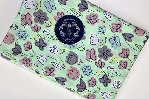 Pyrhan Tulip Floral Polycotton Prints | 45 Inch Wide Dress Craft Fabric Material by The Metre | Floral Polycotton Print Used in Sewing Kit and Accessories-Quilting Fabric (Green)