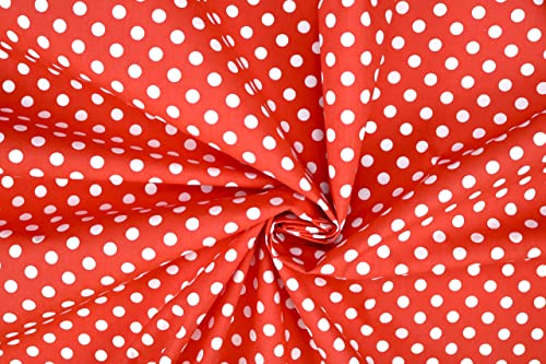 PYRHAN Polka Dots Polycotton Prints | 45 inch Wide Dress Fabric Material by Meters | Floral Polycotton Print Used in Sewing Kit and Accessories | Quilting Fabric