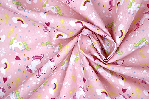 Pyrhan Rainbow Unicorn Polycotton Prints –45 Inch Wide Dress Fabric Material by The Metre -Floral Polycotton Print Used in Sewing Kit and Accessories-Quilting Fabric