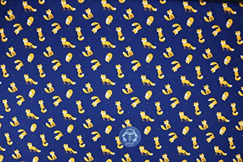 Pyrhan Polycotton Fox Patterned Printed Fabric -45 Inch Wide Polycotton Fabric Per Metre- Similar to 100% Cotton - Quilting Fabric Used in Sewing Kits and Accessories