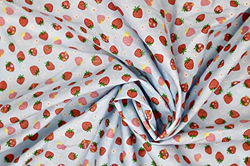 Pyrhan Strawberry Polycotton Prints –45 Inch Wide Dress Fabric Material by The Metre -Floral Polycotton Print Used in Sewing Kit and Accessories-Quilting Fabric.