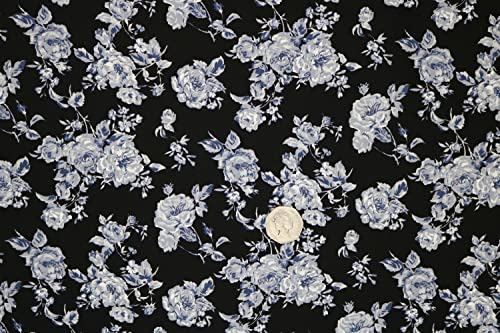 Pyrhan 100% Cotton Fabric by Rose & Hubble | Valentine Rose Floral Printed Cotton Fabric by The Metre UK | 45 inches (114 cm) | Crafting Fabric & Dressmaking Fabric | Dress Fabric Material.