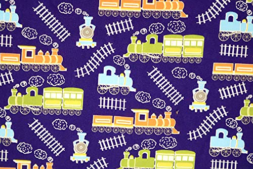 Pyrhan Train Polycotton Prints –45 Inch Wide Dress Fabric Material by The Metre -Floral Polycotton Print Used in Sewing Kit and Accessories-Quilting Fabric