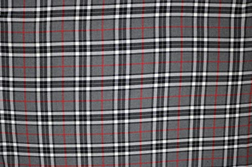 Pyrhan Ltd Royal Stewards Tartan Fabric 100% Viscose Woven | 58 inches Wide for Tailoring & Dressmaking | Ideal for Sewing Projects and Everyday Wear (White-Black)