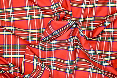 Pyrhan Royal Steward Tartan Woven Polycotton Dress Fabric 58 inch Wide Material Sold by The Metre Polycotton Print Used in Sewing Kit and Accessories-Quilting Fabric.