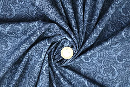 Pyrhan Modern Paisley 100% Pure Cotton Prints – 45 inches (114 cm Approx) Wide Fabric Sold by The metre - Perfect for Sewing Projects and Dress Making. (Blue)