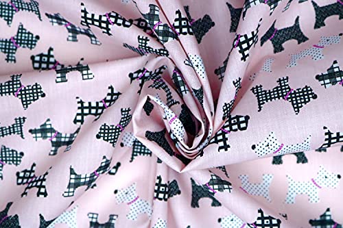 Pyrhan Scottie Dog Printed Polycotton Prints –45 Inch Wide Dress Fabric Material by The Metre -Floral Polycotton Print Used in Sewing Kit and Accessories-Quilting Fabric .