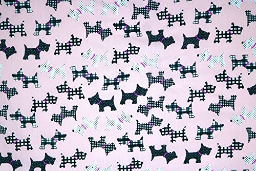 Pyrhan Scottie Dog Printed Polycotton Prints –45 Inch Wide Dress Fabric Material by The Metre -Floral Polycotton Print Used in Sewing Kit and Accessories-Quilting Fabric .