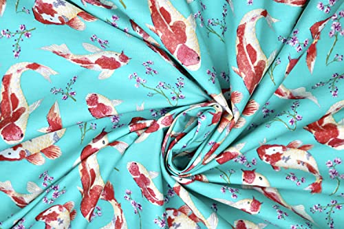 Pyrhan 100% Cotton Fabric by Rose & Hubble | Home Pet Fish Digital Printed Cotton Fabric by The Metre UK |45 inches (114 cm)| Crafting Fabric & Dressmaking Fabric | Dress Fabric Material.