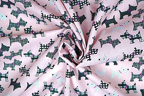 Pyrhan Scottie Dog Printed Polycotton Prints –45 Inch Wide Dress Fabric Material by The Metre -Floral Polycotton Print Used in Sewing Kit and Accessories-Quilting Fabric .